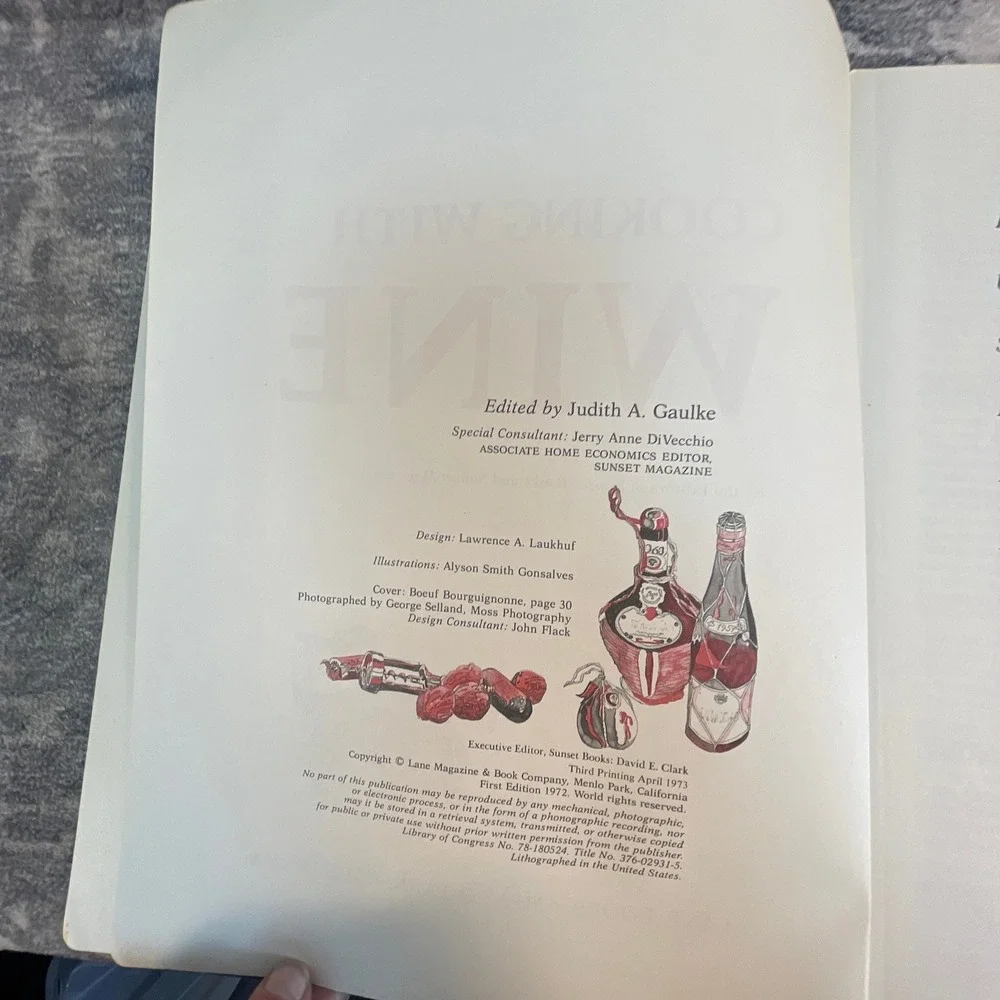 Cooking with Wine Sunset Book Vintage Paperback Cookbook Lane Magazine Company